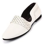 FAUSTO FST FOSME-2040 WHITE-45 Men's White Laser Cut Side Open Broad Feet Ethnic Party Slip On Shoes (11 UK)