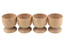 apollo THE HOUSEWARES 4 x Egg Cups -Easy Clean Beech Wood - Size 6x5.5cm - Light Brown