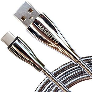 MAGNITTO GEN2 Magnetic USB Charger Cord, Nylon Braided Cord Premium and Durable with High Speed Data Transfer (5ft, 2-Pack, Interchangeable with GEN2 Cable, Silver)