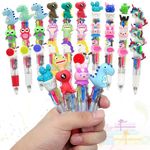 TOYESS 30Pcs Multicoloured Pens All in One, Party Bag Fillers for Girls and Boys, 4 in 1 Cute Cartoon Animal Pens, Kids' Party Favours for Class, Easter & Birthday