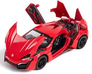 VARIYA ENTERPRISE LYKAN HYPERSPORT Sport 1:24 Big Size Diecast Scale Model Alloy Metal Pull Back Toy car for Kids with Openable Doors & Light, Music Toy Vehicle for Kids - (RED)