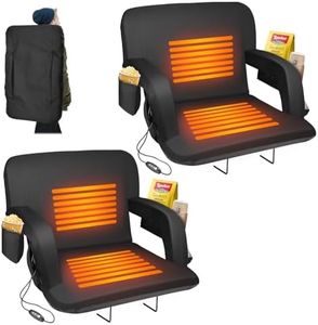 Suteck 2pcs 23" Heated Stadium Seats for Bleachers with Back Support, Heated Stadium Chair for Outdoor Sport Events, 6 Reclining Positions, 3 Heat Mode, 5 Pockets 2pcs（No Include USB Power Bank）