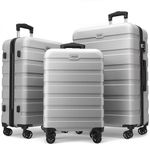 Luggage Sets 3 Piece AnyZip PC ABS Hardside Suitcase with 4 Universal Wheels TSA Lock Carry On 20 24 28 Inch (Silver)