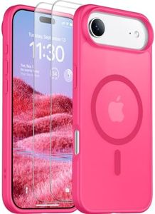 SPIDERCASE Magnetic for iPhone Air Case, Translucent Matte Case with 2PCS Tempered Glass Screen Protector Anti-Scratch Anti-Fingeprint Slim Phone Case for iPhone 17 Air 6.5'',Hot Pink