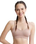 Jockey Women's Wirefree Seamfree Non Padded Micro Touch Nylon Elastane Stretch Full Coverage Optional Cross Back Styling Beginners Bra_Style_FE74_Mocha_XL