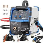 AZZUNO MIG Welder 110V/220V, 200A 8 in 1 Welder Machine Flux Core MIG/Gas MIG/MAG/Aluminum MIG/Spot MIG/Lift TIG/Stick Welding/Spool Gun Compatible, Multiprocess Welding Machine