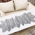 Kuber Industries Leaf Design Soft Leather Table Runner|Patios for Family Dinner|Office/Kitchen Table|Size 92 x 36 (Silver)-HS43KUBMART26603