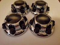 4 piece SET Chrome Chevy Silverado 6 Lug 1500 Center Caps 16 17 Steel Wheels BLACK logo by Replacement