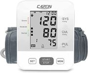 CAZON Blood Pressure Monitor Upper Arm BP Machine for Home Use BP Cuff Kit Pulse Rate Detection Meter with Cuff 22-32cm 2×99 Sets Memory LCD Display (White)