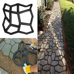 Credsy Diy Walk Maker Concrete Molds Plastic Paving Moulds Path Maker Mold For Tile Reusable Mould Concrete Cement Stone Walk Paving Stepping Stones Paver Pavement For Garden Home - 33 Cm, Black