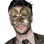 BODIY Men Vintage Masquerade Mask Gold Roman Soldier Mask Venetian Mardi Gras Phantom Opera Eyemask (Gold)