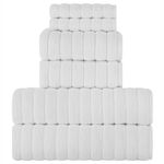 BERIBO Cloud 6 Piece Turkish Towel Set, 2x Bath, 2 Hand, 2 Face Towels, 620gsm, 100% Cotton (White)