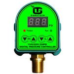 GamaTech 110V/220V Pressure Switch for Water Pump and Air Pump, Digital Adjustable Pressure Controller, 0-230 Psi, 1/2" Male Npt