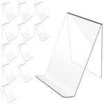 trophable 12 PACK Acrylic Book Stand, 4x5 Inch Clear Book Display Easel Clear Acrylic Holder for Displaying Picture Notebooks Music Sheets Artworks CDs,etc