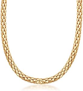 Barzel 18K Gold Plated Popcorn Necklace Mesh - Made In Brazil (16 Inches)