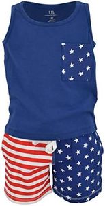 Unique Baby Boys Patriotic Flag Stars Stripes 4th of July Shorts Set (6)