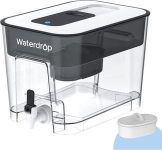 Waterdrop 200-Gallon Long-Life 40-Cup Water Filter Dispenser with 1 Filter, 5X Times Lifetime, Reduces Fluoride, Chlorine and More, BPA Free, Black