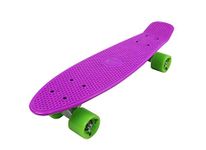 Vinsani Retro Cruiser Plastic Skateboard 22" X 6" Purple Deck with Green Solid Coloured Wheels