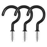 Esteopt 30 PCS Cup Hooks, Ceiling Hanging Hooks Screw Cup Hooks Utility Black Screw-in Hooks Heavy Duty Mug Cup Hook Holders for Hanging Tea Cup Key Indoor and Outdoor Use (Black)