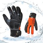 Vgo... 1-Pair -4℉ or Above Lined High Dexterity Touchscreen Synthetic Leather Winter Warm Work Gloves, Waterproof Insert (Size L, Orange Black, SL8777FLWP)