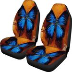 Amzbeauty Retro Butterfly Front Seat Covers 2 pc, Vehicle Seat Protector Car Mat Covers, Fit Most Truck Cars, Sedan, SUV, Van