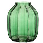 Green Glass Vase for Flowers Bud Tall Glass Vases,H-8.0" Simple Striped Design for Home Floor Decor,Farmhouse Decor, Centerpiece Coffee Table Decorations (Green 8.0IN)