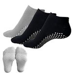 KEYRI 3 Pairs Non Slip Yoga Socks Pilates Socks Cotton Yoga Socks for women and men with Grips,Ballet Home Hospital Fitness Sports Socks,Full Toe Ankle Non-Slip Grip Socks,One Size (2 Black + 1 Gray)