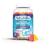 VITALDIN Probiotic Gummies – 500 Million CFU Bacillus Coagulans per Serving – 60 Chewable Gummies (1-Month Supply); Assorted Fruit Flavours – Digestive Support – Gluten Free – for Children & Adults