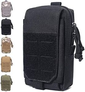 Molle Phone Pouch, Small Molle Admin Pouches, Tactical Cell Phone Holster, Heavy Duty Waterproof Smartphone Case Holder for Vest Belt Waist (Black)