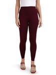 TWIN BIRDS Tailored Cut & Classic Fit Stretchable Wine Coloured Viscose Elasthane Fabric Ankle Length Leggings for Women - (M)