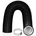 100mm Flexible Aluminum Foil Air Ducting, 5m Dryer Vent Hose, Heavy Duty HVAC Ventilation Ducting for Grow Tents, Dryer Rooms