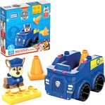 Mega Bloks PAW Patrol Chase's Police Car Building Set - Includes Posable Chase Figure - Magnetic Building Blocks - Stackable Pylons - Gift for Kids 3+