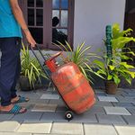 xplore Full Metal Heavy Duty LPG Gas Cylinder Trolley with Wheels and Handle, white