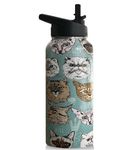 32oz Cat Water Bottle Insulated Vacuum Stainless Steel Tumbler Travel Mugs with Straw for Gym Camping Hiking
