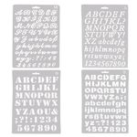 Tomtary 4Pcs Stencils Letters Alphabet Stencils Assorted Styles Plastic Letters Painting Number and Letter Artistic Drafting Drawing Templates Stencil Set for DIY Craft Scrapbook Schedule Projects