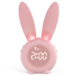 Homealexa Kids Alarm Clock, Girls and Boys Alarm Clock Digital for Bedroom, Rabbit Alarm Clock, LED Wake Up Light Girls Alarm Clock, Bedside Clock (pink)