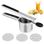 Potato Ricer,Food Grade Stainless Steel Potato Ricer Press Vegetables and Fruits with 3 Interchangeable Discs