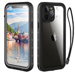 Transy Waterproof iPhone 13 Pro Max Case - Full Body Protection Case for iPhone 13 Pro Max 6.7 inch Waterproof Shockproof Dustproof Phone Case with Built in Screen Protector (Black)