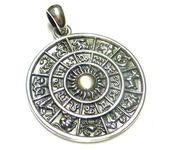 Necklace pendant, silver, sun calendar, as a protection symbol and lucky charm, made of 925% sterling silver, gift, jewellery, unisex