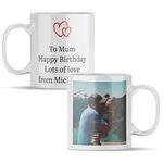 Personalised Mug with Photo and Text - Upload Your Photo and up to 4 Lines of Text with a Heart Icon (11oz) Upload Your Own Photo with A Personal Message