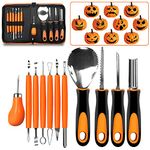 YAOMAISI Halloween pumpkin carving tool, 11 kinds of high-performance stainless steel carving tool kit for Halloween, with bag, can easily carve Halloween pumpkin decoration