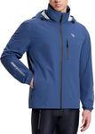 BALEAF Men's Rain Jacket Waterproof Windbreaker Packable Hood Running Cycling Gear Navy L