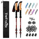 TheFitLife Trekking Poles for Hiking and Walking - Lightweight 7075 Aluminum with Metal Flip Lock and Natural Cork Grip, Walking Sticks for Men, Women, Collapsible, Telescopic, Camping Gear