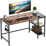 HOMIDEC Office Desk, Computer Desk With Bookshelf, 140 x 60 x 75 cm PC Study Writing Desk for Home Working with Storage Shelves, Desks & Workstations for Home Office Bedroom