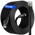 Ethernet Cable 25m Cat 6, Long Ethernet Internet Cable 25m High Speed 10/100/1000Mbps Gigabit Flat Lan Network Cable Cat 6 Outdoor Indoor for PS5 PC Switch Router Xbox Modem Home Office Network Black