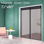 Magnetic Screen Door 72"(w) X 80"(h) for French Doors/Sliding Glass Doors/Patio Doors, Hands Free Instant Mesh Mosquito & Bug Net Curtain Black …