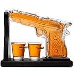 Pistol Gun Whiskey Decanter Bottle with Bullet Shot Glasses. Liquor Decanter Set for Vodka, Scotch, Bourbon