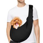 PETLOFT Reversible Dog Cat Sling Carrier, Small Dog Carrier, Adjustable Dog Sling, Hands Free Cross Body Carrier with Collar Hook for Dog/Cat/Bunny up to 4.99 KG