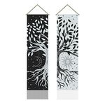 AHANDMAKER 2 Pcs Tree of Life Tapestry, Black and White Tapestries Sun Moon Star Tapestry Wall Hanging Goth Mystic Aesthetic Wall Tapestry for Living Room and Bedroom(51.18x12.99 inch)