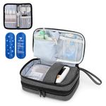 Luxja Insulin Travel Case with 2 Ice Packs, Double Layer Diabetes Travel Case for Glucose Meter and Other Diabetic Supplies, Gray